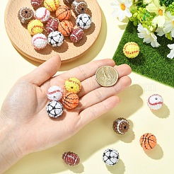 12Pcs 6 Styles Sport Theme Opaque Acrylic Resin Beads&nbsp;MACR-YW0004-78