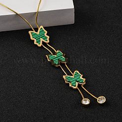 PVD Vacuum Plating 304 Stainless Steel Enamel Imitation Malachite Butterfly Pendant Necklaces&nbsp;NJEW-C063-02G