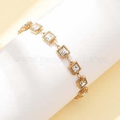 304 Stainless Steel Pave Glass Link Chains Bracelets for Women&nbsp;BJEW-G780-04G