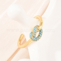 Brass Micro Pave Cubic Zirconia Finger Rings&nbsp;RJEW-C153-01G