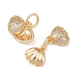 Brass Micro Pave Clear Cubic Zirconia Charms&nbsp;KK-C142-05LG