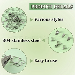 60Pcs 6 Styles 304 Stainless Steel Snap on Bails&nbsp;STAS-YW0002-83
