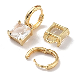 Real 18K Gold Plated Brass Rectangle Dangle Hoop Earrings&nbsp;EJEW-L269-047G-03