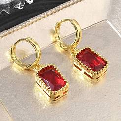 Brass Glass Dangle Hoop Earrings for Women&nbsp;KK-CBA760A-04G-02