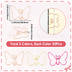 60Pcs 3 Colors Iron Paper Clips&nbsp;AJEW-SP0003-03
