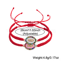 2Pcs 304 Stainless Steel & Rhinestones & Resin Link Bracelets&nbsp;BX1909-3