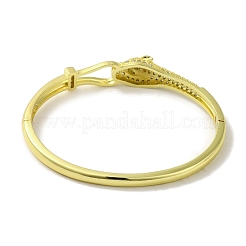 Brass Pave Clear & Green Cubic Zirconia Leopard Hinged Bangle for Women&nbsp;BJEW-K246-21C-G