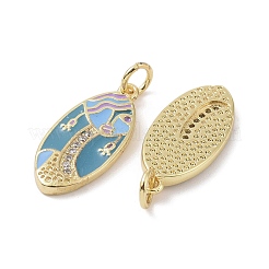 Real 18K Gold Plated Brass Micro Pave Cubic Zirconia Pendants&nbsp;KK-L209-066G-01
