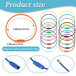 64Pcs 16 Colors Baking Paint Stainless Steel Cable Wire Keychains&nbsp;AJEW-SC0031-85