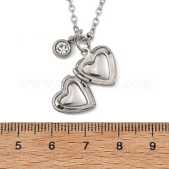 316 Stainless Steel Heart Locket Photo Pendant 304 Stainless Steel Satellite Chain Necklaces&nbsp;NJEW-JN06497
