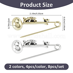 8Pcs 2 Colors Skeleton Halloween Zinc Alloy Brooch&nbsp;JEWB-FH0002-36