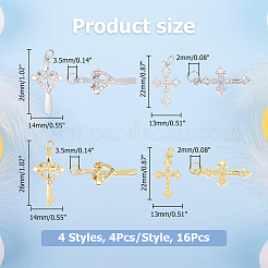 16Pcs 4 Styles Rack Plating Brass & Cubic Zirconia Pendants&nbsp;KK-HS0001-13