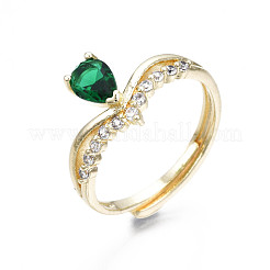 Green Cubic Zirconia Crown Adjustable Ring&nbsp;RJEW-N035-067-NF