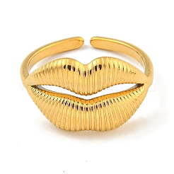Ion Plating(IP) 304 Stainless Steel Lip Open Cuff Ring for Women&nbsp;RJEW-A043-20G