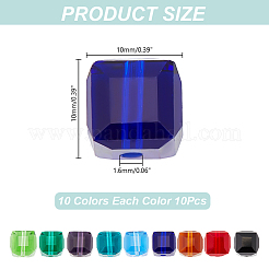 100Pcs 10 Colors Transparent Glass Faceted Cube Bead Strands&nbsp;G-AR0006-21