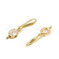 Brass Micro Pave Clear Cubic Zirconia Earring Hooks&nbsp;KK-Z154-10G