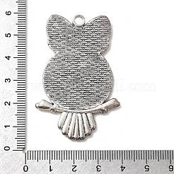 Owl Tibetan Style Alloy Big Pendant Rhinestone & Cabochon Settings&nbsp;TIBE-S297-07AS-LF