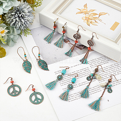 6 Pair 6 Style Bohemian Vintage Tassel Earrings Set&nbsp;EJEW-AN0003-71