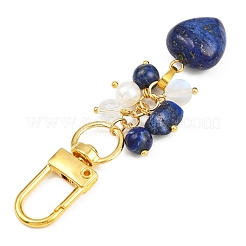 3Pcs Natural Lapis Lazuli & Rose Quartz & Amethyst Heart Pendant Decorations&nbsp;HJEW-JM04150