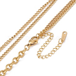 Heart Pendant Necklace with Cable Chains&nbsp;NJEW-G074-56G