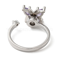 Rotatable Cubic Zirconia Butterfly Open Ring&nbsp;RJEW-Q776-03P