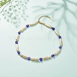 ABS Imitation Pearl & Millefiori Glass Beaded Necklace for Women&nbsp;NJEW-JN03918