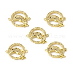 Brass Micro Pave Clear Cubic Zirconia Connector Charms&nbsp;KK-E068-VB059