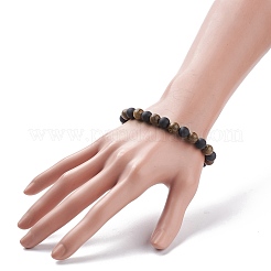Natural Wenge Wood & Gemstone Round Beaded Stretch Bracelet&nbsp;BJEW-JB08152