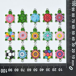 60Pcs 15 Styles Alloy Enamel Connector Charms&nbsp;ENAM-CJ0004-40