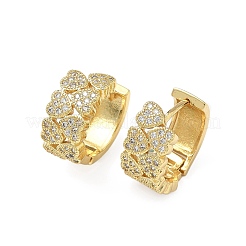 Heart Brass Micro Pave Cubic Zirconia Hoop Earrings&nbsp;EJEW-A132-10G-02