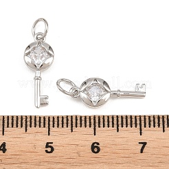 Brass Micro Pave Clear Cubic Zirconia Pendants&nbsp;KK-H292-12P