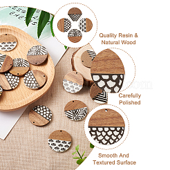 16Pcs 4 Styles Resin & Walnut Wood Pendants&nbsp;RESI-CW0001-13