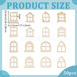 50Pcs Wood Windows Display Decoration&nbsp;DJEW-GA0002-10