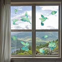 7PCS 2 Styles PVC Stickers Dazzling Color Window Stickers 3D Laser Hummingbird Electrostatic Glass Window Stickers&nbsp;JX828A