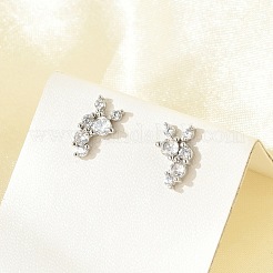 Brass Micro Pave Clear Cubic Zirconia Stud Earrings&nbsp;EJEW-R016-26P-16