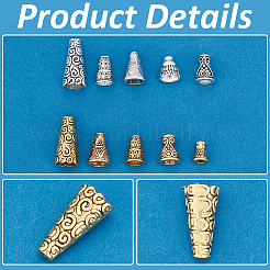100Pcs 10 Style Tibetan Style Alloy Bead Cones&nbsp;FIND-PH0018-47