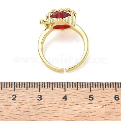 Brass & Glass Cuff Open Rings for Women&nbsp;KK-CBA760A-01B-G