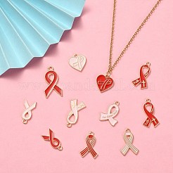 60Pcs 12 Styles Light Gold Tone Zinc Alloy Enamel Pendants&nbsp;ENAM-CJ0003-59