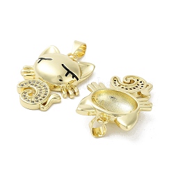 Cat Rack Plating Brass Micro Pave Cubic Zirconia Pendants&nbsp;KK-E102-32G