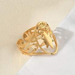 304 Stainless Steel Cuff Open Rings for Women&nbsp;RJEW-F218-01G