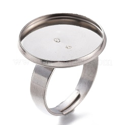 Tarnish Resistant Adjustable 304 Stainless Steel Finger Rings Components&nbsp;STAS-F149-18P-G
