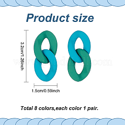 8 Pairs 8 Colors Acrylic Twist Oval Dangle Stud Earrings for Woman&nbsp;EJEW-AN0004-07