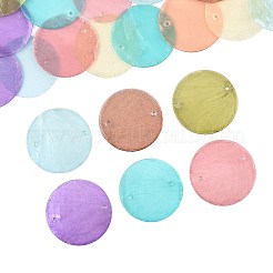 24Pcs 8 Colors Spray Painted Natural Capiz Shell Disc Links Connector Charms&nbsp;SSHEL-FS0001-06