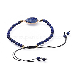 Adjustable Natural Lapis Lazuli(Dyed) Braided Bead Bracelets&nbsp;BJEW-JB04559-02