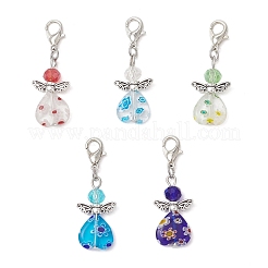 Electroplate Glass & Handmade Millefiori Lampwork Pendants Decorations&nbsp;HJEW-JM03600-01