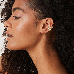 C-Shaped Brass Micro Pave Cubic Zirconia Cuff Earrings&nbsp;EJEW-WH0519-27B