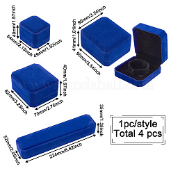 4Pcs 4 Style Square & Rectangle Velvet Necklace Boxes&nbsp;VBOX-BT0001-01A