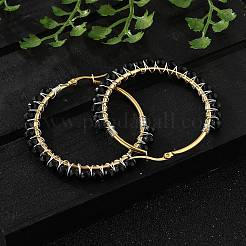 Beaded Hoop Earrings&nbsp;X-EJEW-JE03830-04