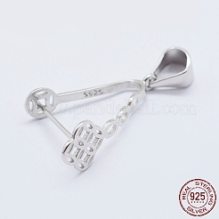 Anti-Tarnish Rhodium Plated 925 Sterling Silver Micro Pave Cubic Zirconia Pendant Bails&nbsp;STER-E054-13P