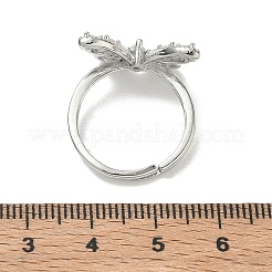 Adjustable Brass Butterfly Finger Rings with Clear Cubic Zirconia&nbsp;CU-CBA7E55-18P-01